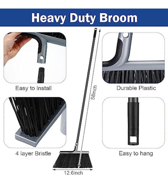 Juego De 6 Escobas Y Recogedor De 58 Pulgadas De 1