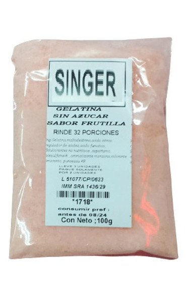 Gelatina Sin Azúcar Frutilla 100g (32 Porciones) 0