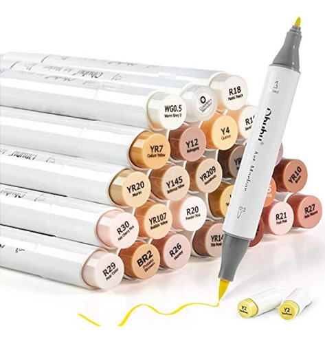 24 Marcadores De Alcohol De Colores De Tono De Piel, Pincel 0
