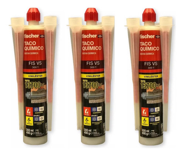 Taco Cartucho Químico Fischer Anclaje Fijacion Fis Plus 300t 0