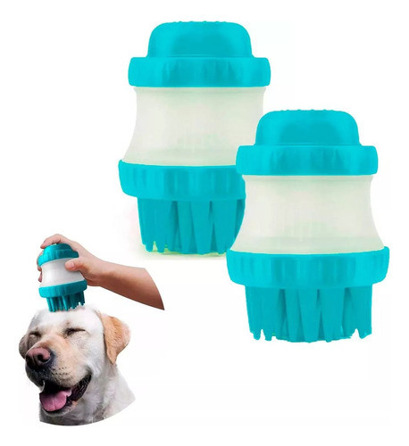 Kit X2 Cepillo Dispenser Shampoo Silicona Medidor Mascotas 0