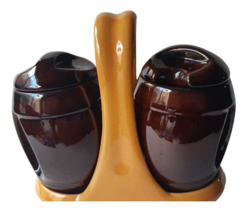 Set De Yerbera Y Azucarero Con Soporte / Cerámica Esmaltada 0