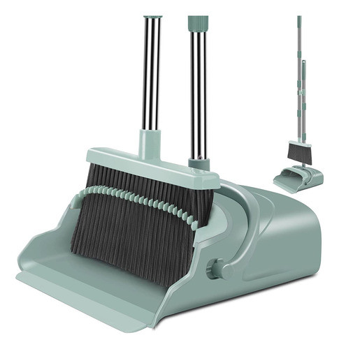 Set De Escoba Y Pala C/mango Extra Largo P/hogar- Verde 0