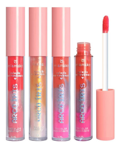 6 Lip Gloss Arco Iris 3 Modelos Mm079 Mia Make Atacado Sj 1