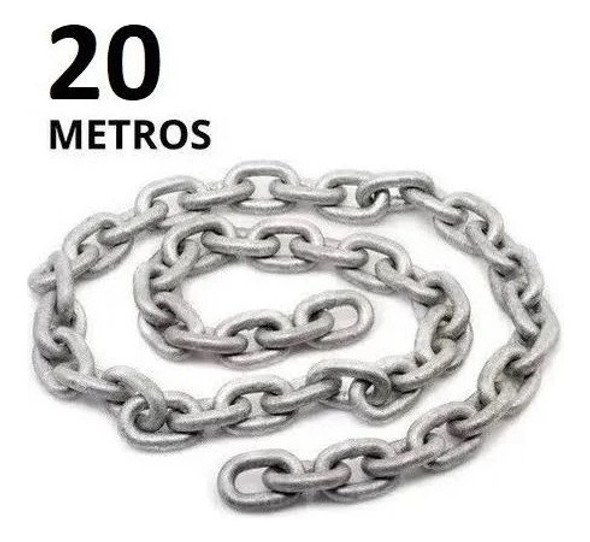 20 Metros De Corrente Galvanizada 7mm Calibrada Din 766 0