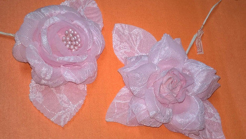 Flores De Tela Artificiales Con Gasa P/ Ramos Tocados. X2 0