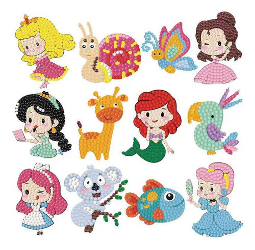 Kit Adesivos De Pintura Com Diamantes Infantil De Princesas 0