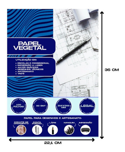 Papel Vegetal Legal (216x355mm) 90-95 G Desenhos Convites 1