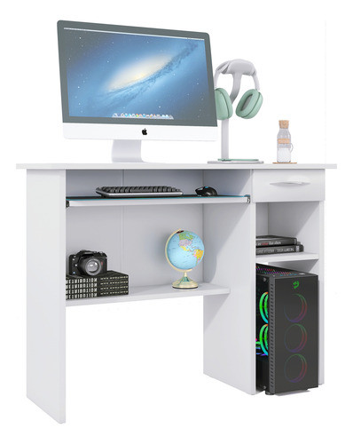 Escrivaninha P/ Quarto De Estudo C/ Suporte De Teclado E Pc 1