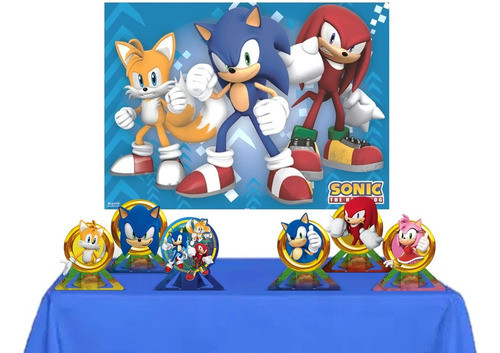 Kit Decoração Festa Sonic * Painel Displays Toalha De Mesa 0