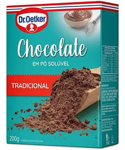 Chocolate Em Pó Solúvel Dr. Oetker Tradicional 200g Kit C/7 0