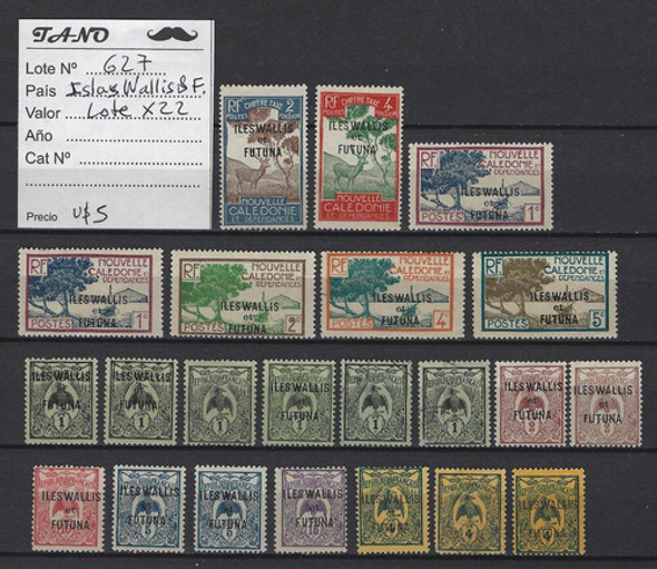 Lote627 Islas Wallis Y Futuna Lote De 22 Estampillas Antigua 1