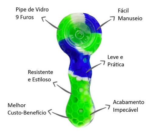 Pipe Silicone Para Dichavador Tigela Colmeia Azul E Verde 1