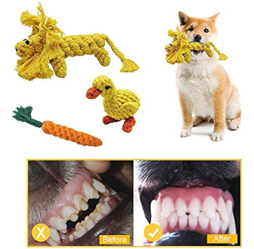 Andiker Dog Chewing Toys - 3pcs Cuerda De Algodón Cachorro D 1