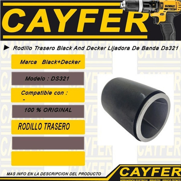 Rodillo Trasero Repuesto Black Decker Lijadora Banda Ds321 1