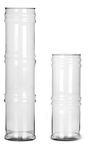 Kit Vaso Bambu Pequeno E Grande Vidro Transparente Decoração 0