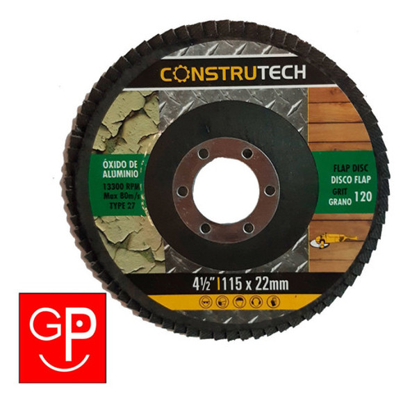 Disco Flap Para Lijar 115mm Construtech Grano 120 U R U 1