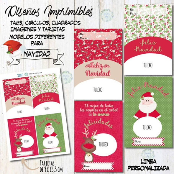 Kit Imprimible Navidad Con Tu Logo Tags-círculos-tarjetas 2 1