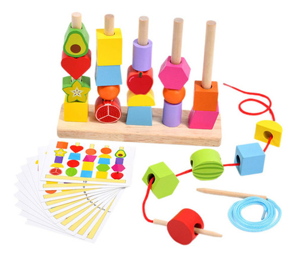 Grânulos De Madeira Sequenciando Empilhamento De Brinquedos 0 Grânulos De Madeira Sequenciando Empilhamento De Brinquedos 0