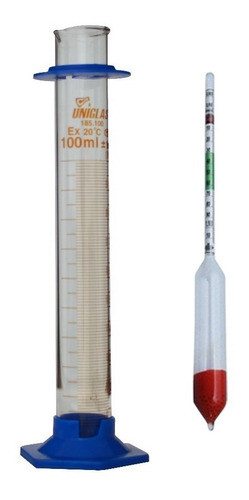 Densimetro Mini Cerveja 0,980/1,100 Com Proveta 100 Ml Vidro 0