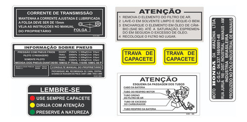 Adesivos  Advertência Honda Cg 125 1992 0
