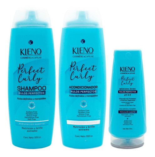 Kleno Kit Perfect Curly Shampoo Acondicionador Mascara Rulos 0