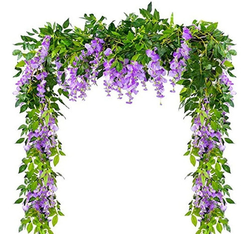 4 Piezas 6.6 Pies / Pieza Flores Artificiales Guirnalda De G 0