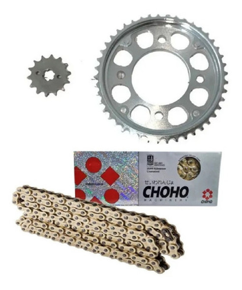 Transmision Honda Cb 190 Piñon Corona C/ Cadena Choho Dorada 0