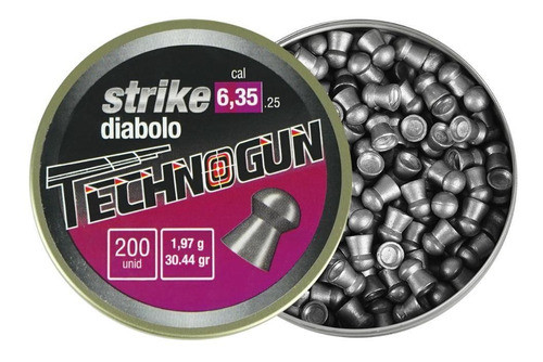 Chumbinho 6.35 Technogun 200un. Technogun Strike Diabolo 0