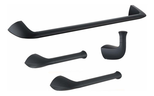 Set De 4 Accesorios Para Baño Negro Mate Newrain -88gpbf8q 0