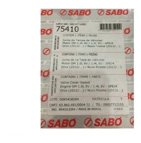 Junta Tapa De Valvulas Original Sabo Chevrolet Onix Prisma 1