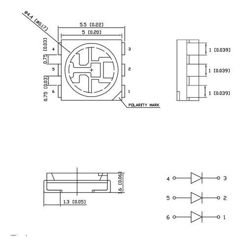 50 Leds Smd (5050) Rojo 625nm 3 Chips 1100mcd 120º 1