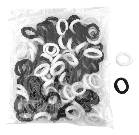 Pack X100 Colitas Para El Pelo Blancas Negras 1.7cm C:7856 0