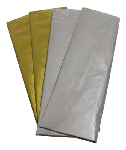 50 Papel Seda Barrilete Dorado O Plateado Metalizado 50x70 0
