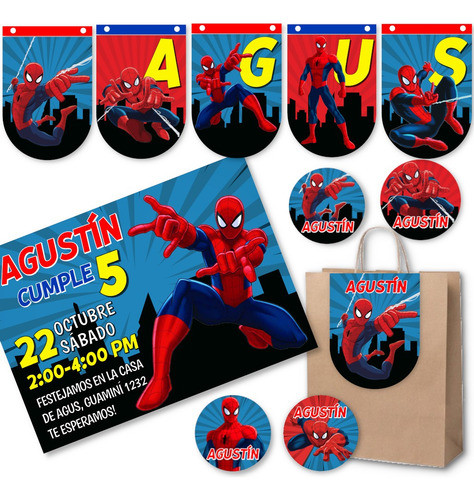 Kit Imprimible Spiderman Hombre Araña Candy Bar Editable 0