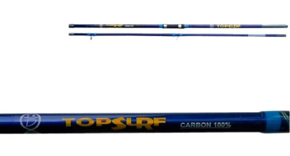 Caña Top Surf Azul Carbono 2 Tramos Frontal Lance 3.9 Mts 0