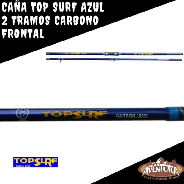 Caña Top Surf Azul Carbono 2 Tramos Frontal Lance 3.9 Mts 1