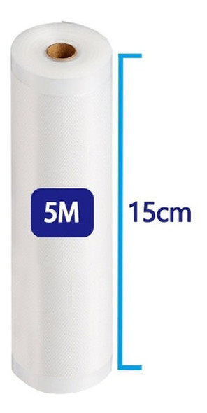 2 Rolos Saco 15cm X 5m Embalagem Plástico Com Ranhuras Para Seladora A Vácuo Sous Vide - R15 0