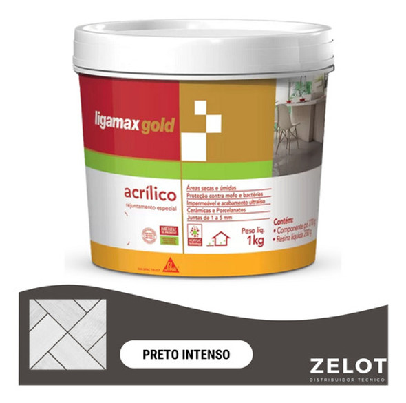 Rejunte Acrílico Ligamax Gold - Preto Intenso 1kg 1