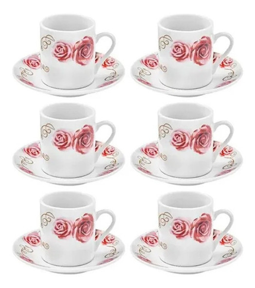 Jogo De Xicara Cafe Rosas 90ml 0