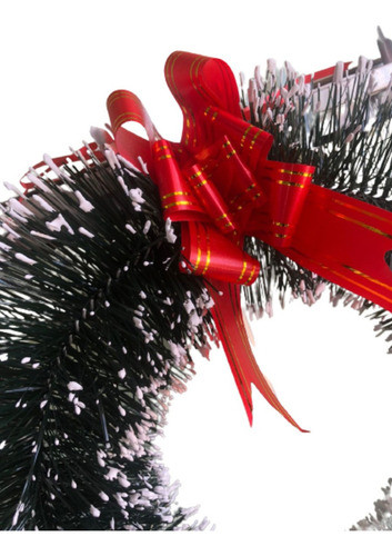 Guirlanda De Natal Nevada Festão De Porta Com Laço Vermelho 1
