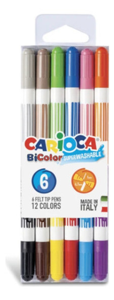 Marcadores Con Doble Punta Carioca Bicolor 6 Unidades 0 Marcadores Con Doble Punta Carioca Bicolor 6 Unidades 0