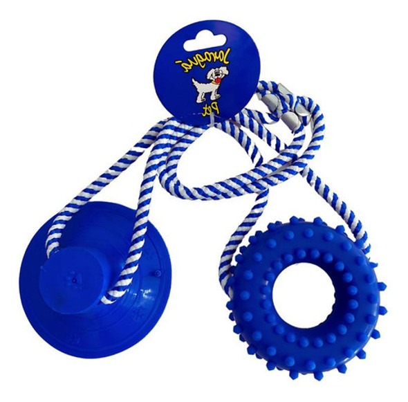 Brinquedo Anel Pet Corda Gruda Chão Cabo Guerra Azul 0