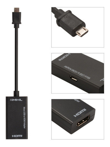 Combo Micro Usb A 1080p Cable Hdmi Hdtv Mhl + Cable Hdmi 3m 0
