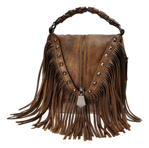 Zlyc Womens Leather Bamboo Hand Strap Destacado Fringe Bohem 0