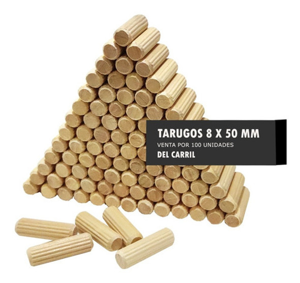 Tarugo De Madera Estriado 8 Mm X 50 Mm X 100 Unidades 1