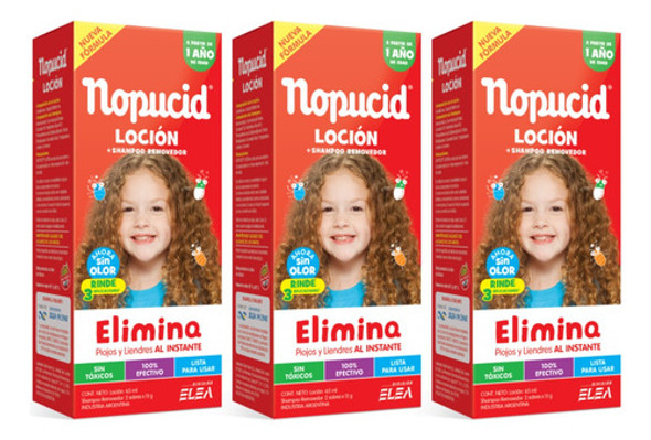 Combo X3 Nopucid Loción Elimina Piojos Y Liendres 65ml 0