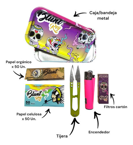 Kit Combo 420 Lata/bandeja Tijera Papeles Filtro Encendedor 1