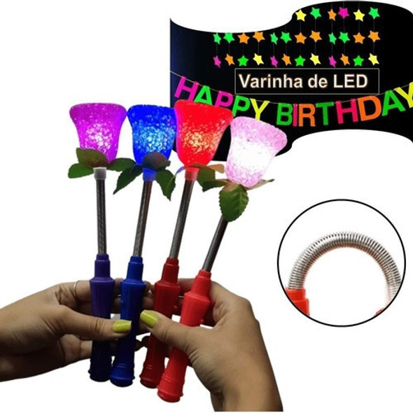 Kit 10 Varinhas Mágica Flor Led Coloridos Iluminados Brilho 0