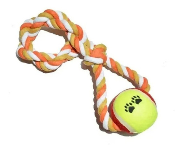Tirador Soga Anudada Pelota Mascotas Grandes Tipo Tenis 0